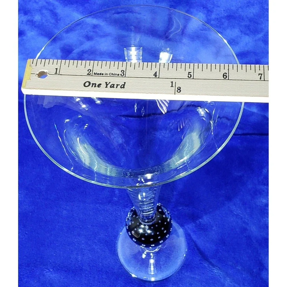 Beautiful Signed Clear Controlled Bubble Glass Trumpet Vase & Candle Holders